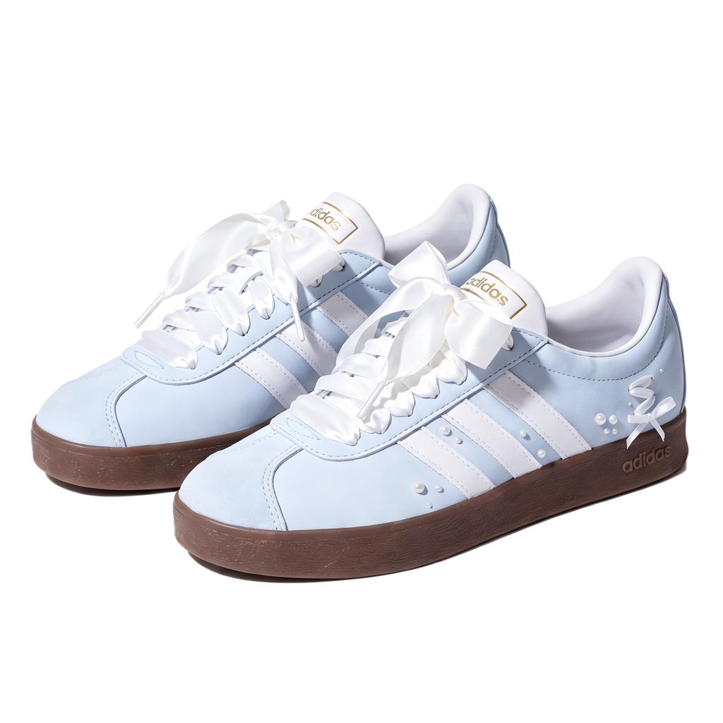 Adidas Vl Court Classic Slip Resistant Abrasion Resistant Low top Skateboard Shoes Unisex Light Blue JQ2470(Team700-)