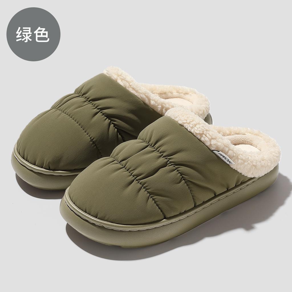 Waterproof cotton slippers winter comfortable baotou home indoor couple soft bottom non-slip wear-resistant cotton mop