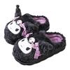 Black Kuromi Plush Cotton Slippers for Women - New Autumn/Winter 2024 Style, Thickened & Warm.