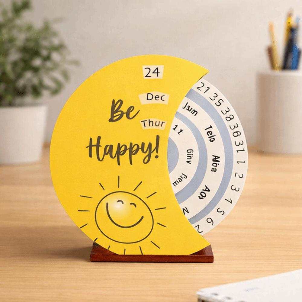 Wooden Material Perpetual Calendar Manual Rotating Manual Rotating Calendar  Home Decoration