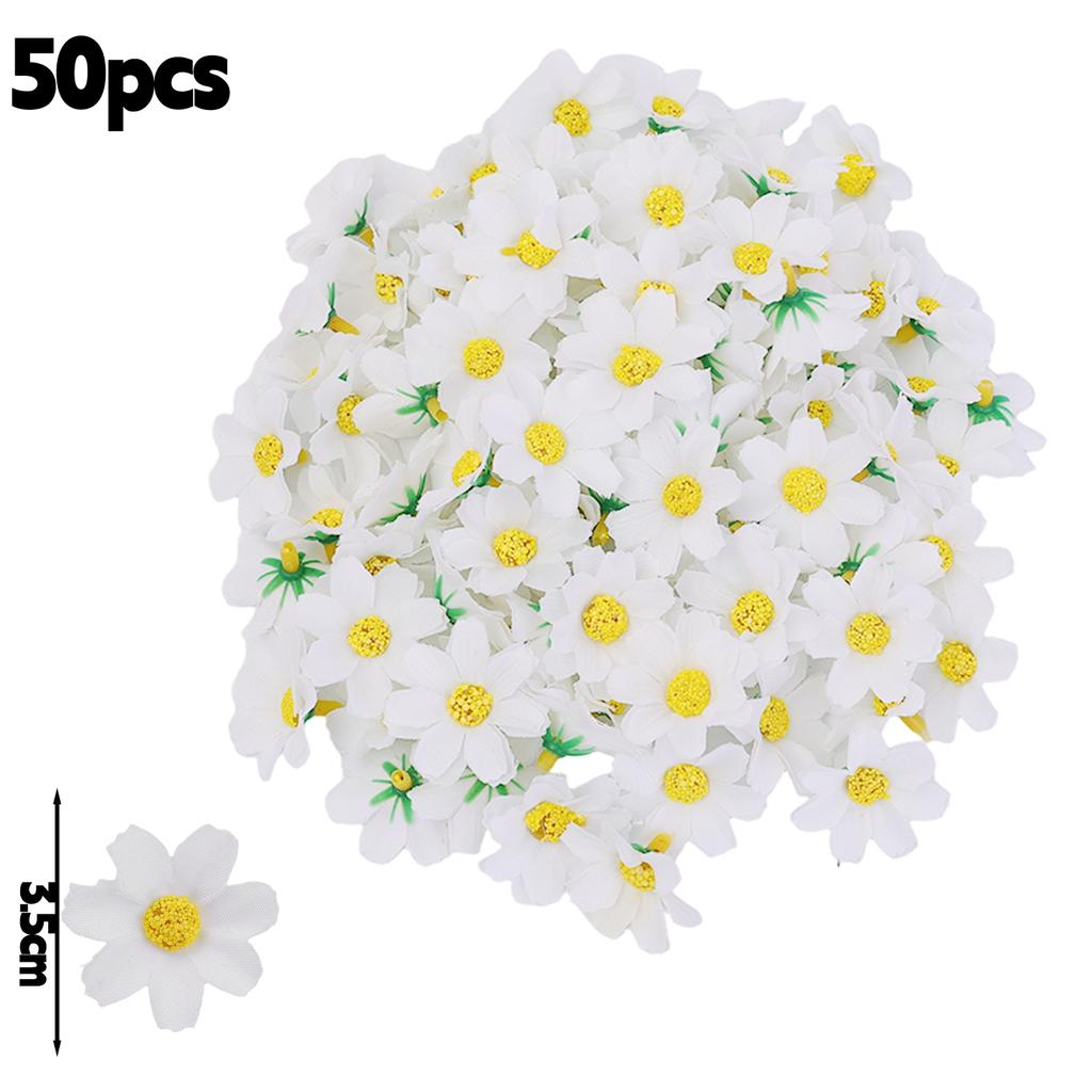 50/1000pcs Artificial Mini Daisy Flowers 3.5cm Silk Fake Flowers Heads for Home Wedding Decoration DIY Sunflower Wreath Gifts
