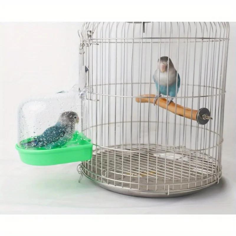 1 Stück Vogelbadewanne Kann draußen aufgehängt werden Um Spritzwasser zu verhindern Papageien-Badewanne Transparente Badebox für kleine Vögel.