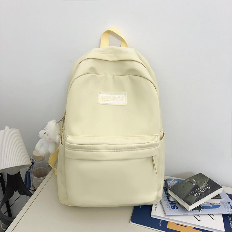 High-value schoolbag female Japanese ins large-capacity backpack solid color high school college student simple backpack