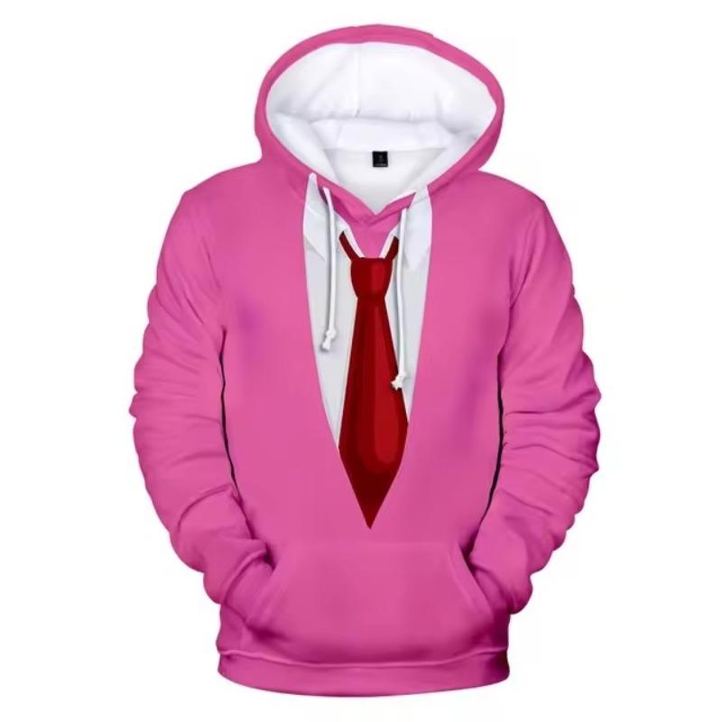 Fashion 3D Tailcoat with Bow Print Hooded Sweatshirt Loose Hooded Sweatshirt Street Role-playing Casual Men's Pullover