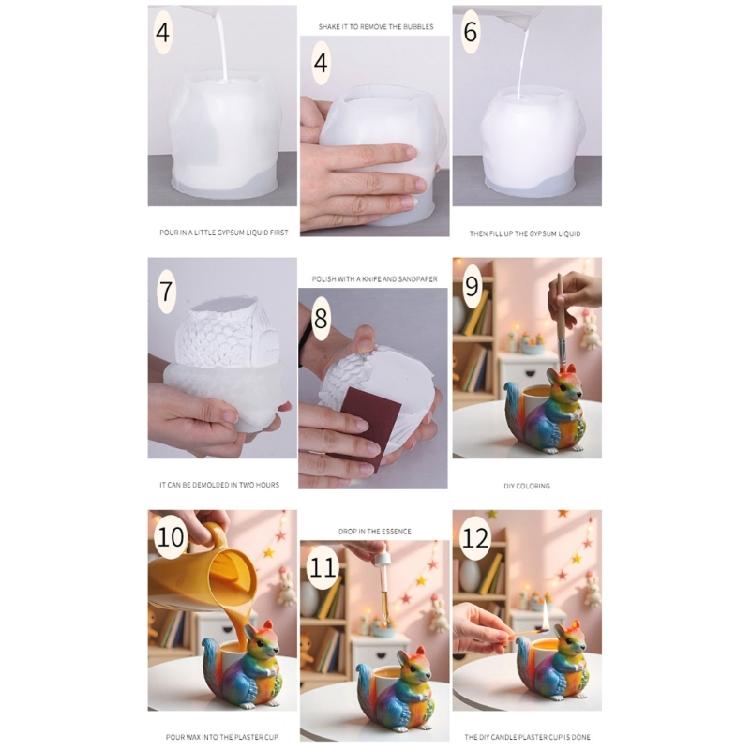 Flexible Silicone Mould Accessory for Creating Squirrel Planter Decoration With Resin And Plaster Daily Use