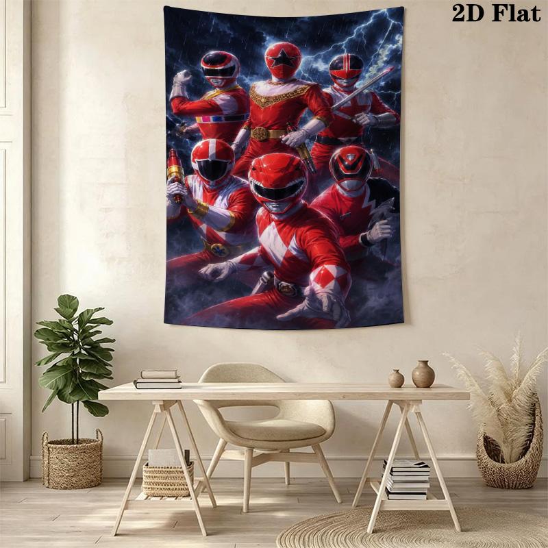 Power Rangers 2D Flat Adventure Tapestry Tapestry Background Cloth Wallmounted Atmospheric Background Cloth Work Of Art Wall Covering Decoration