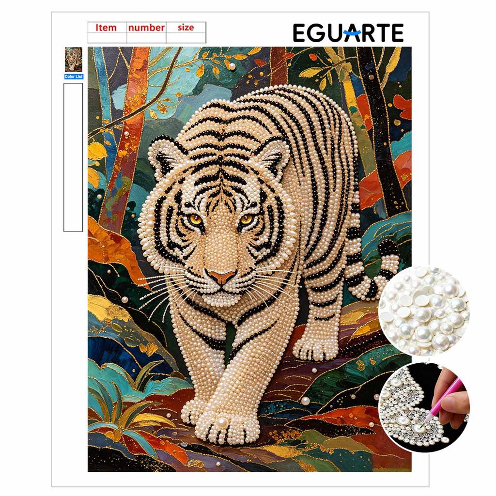 Tiger Pearl Kit DIY 5D Rhinestone Art Craft for Adults Home Party Decoration Handmade Gift