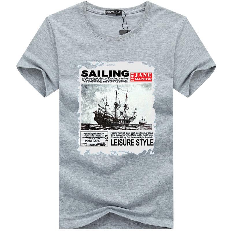 

Летняя мужская повседневная футболка с круглым вырезом и коротким рукавом 2025 года - корейский стиль моды 4XL серый