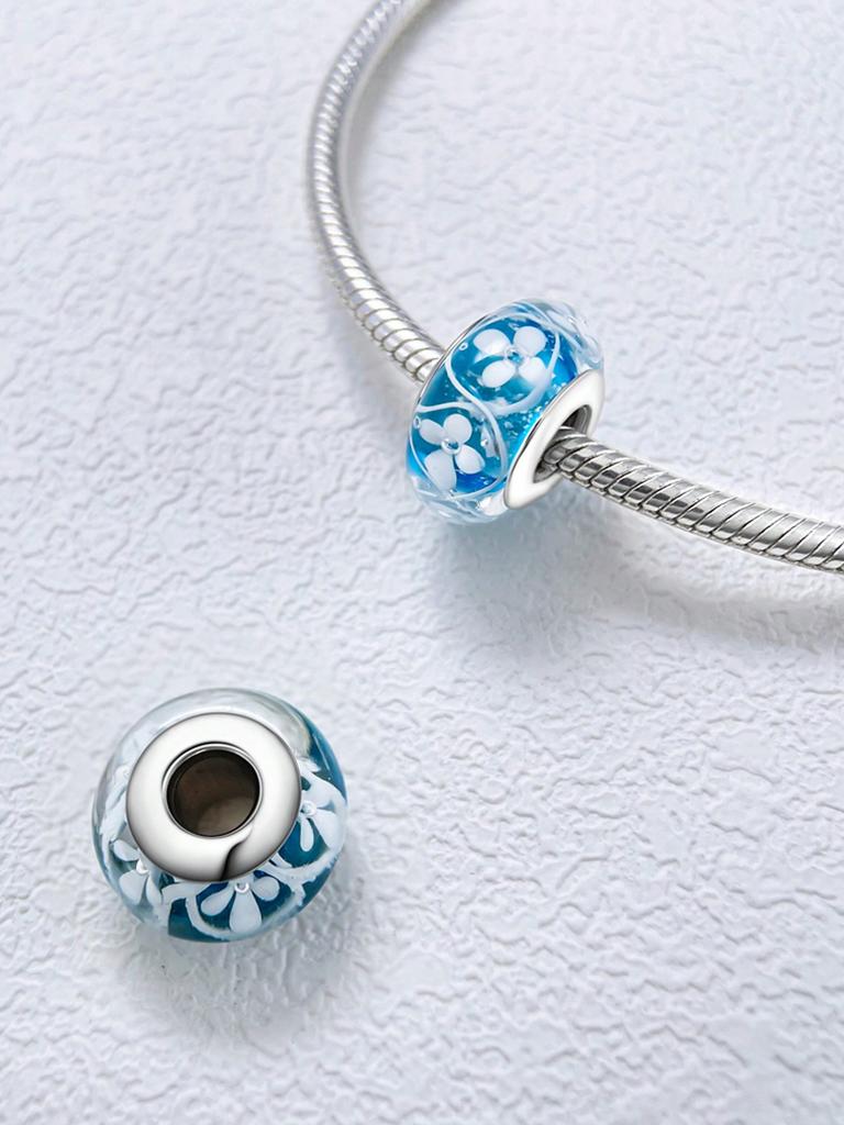 Ocean Colored Glass Beads Charm Copper Plated Fit Charms Copperoriginal Bracelet For Jewelry Making Diy Charm