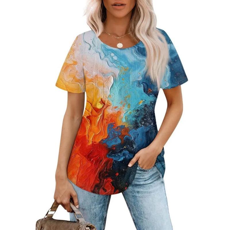 

3D Printed Summer Women s T-Shirt Breathable Versatile Fashion Trend Daily Wear Tops Comfortable Polyester Tees XS