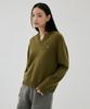 CLOVE [25Fw Clove] Open-Collar Knit Sweater (Khaki)