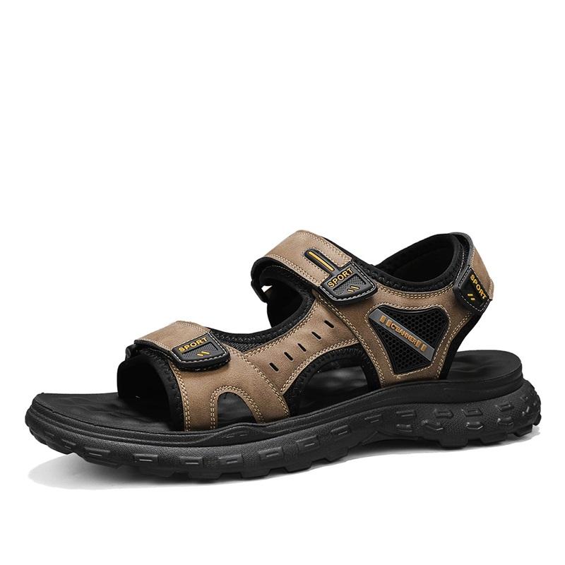 Pantofi de plajă de vară la modă pentru exterior bărbați Papuci flip-flops modă respirabili Vară Ușori piele naturală Pantofi casual Șlapi Negri Sandale bărbați