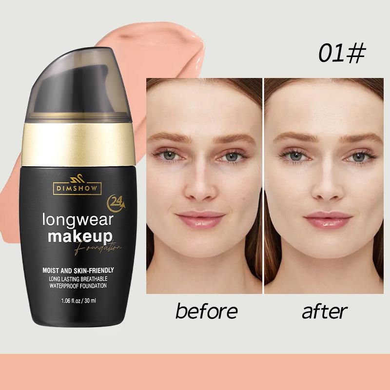 

Dimshow 30Ml Liquid Foundation Multiple Shades Hydrating Natural Finish Creamy Full Coverage Makeup Base Long Lasting Wear