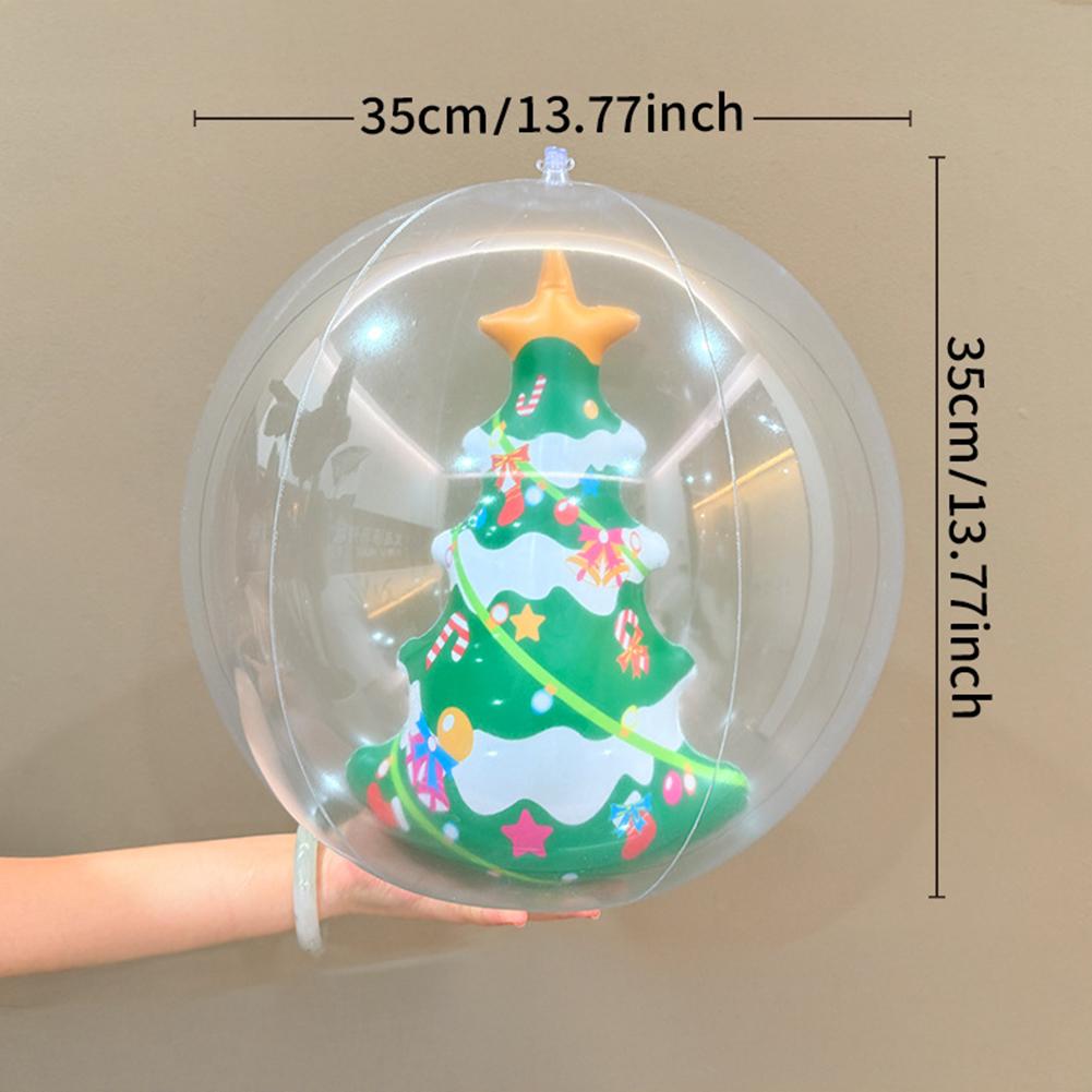 48cm Christmas Inflatable Ball Pendant Colored Xmas Print Ball Decoration Ornament Celebration Ball Party Home Festive Decor