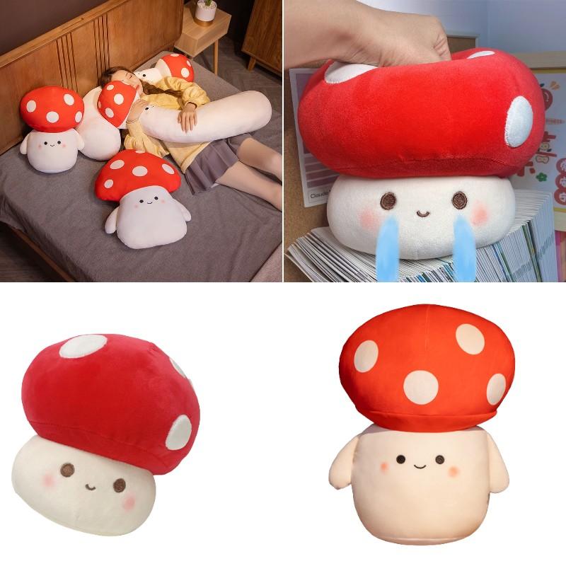 Mushroom Cute Plush Doll Long Sleep Pillow Cushion Hand Warmer Kids Decor Gift