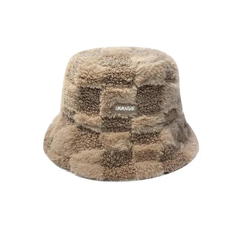 1Pc Women Winter Warm Plush Bucket Hat Casual Thermal Windproof Fleece Fisherman Caps