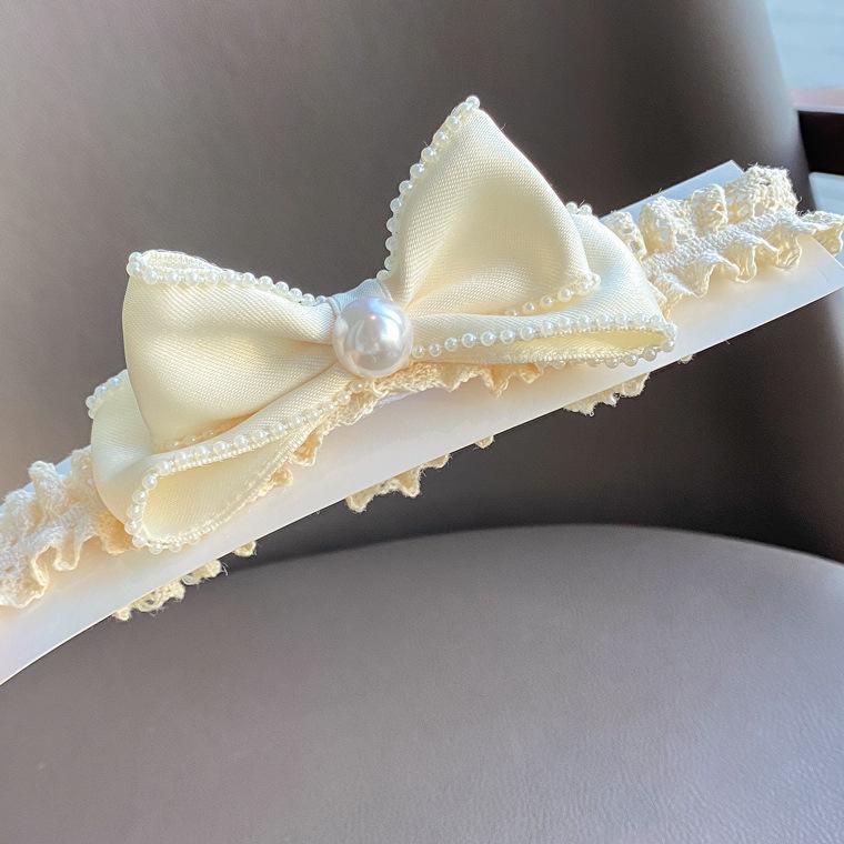 Red Bow Hairband with Pearls for Baby Girls - Festive Princess New Year Floral Design