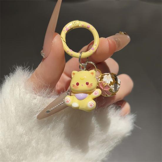 Keychain Pendant Three-dimensional Cat Bell Sound Keyring Keys Bags Phone Lanyard Versatile Hanging Ornament