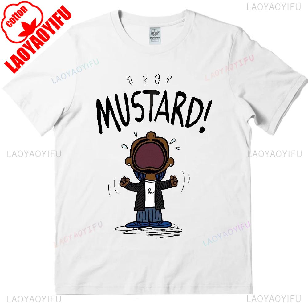 Kendrick Lamar MUSTARD Meme Shirt Neu Viral GNX Album Referenz Tops Hip Hop Musik Grafik T-Shirts Mustard Lamar Kurzarm