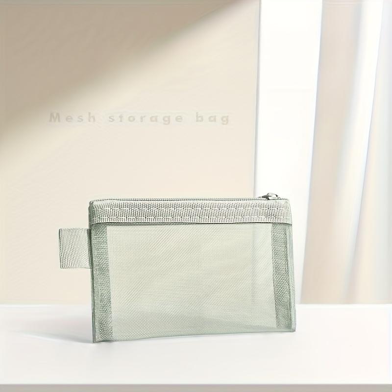 

Transparent Mesh Storage Bag with Zipper Closure - Multi-Compartment Organizer for Coins, Cards,Bus Passes - Durable Polyester