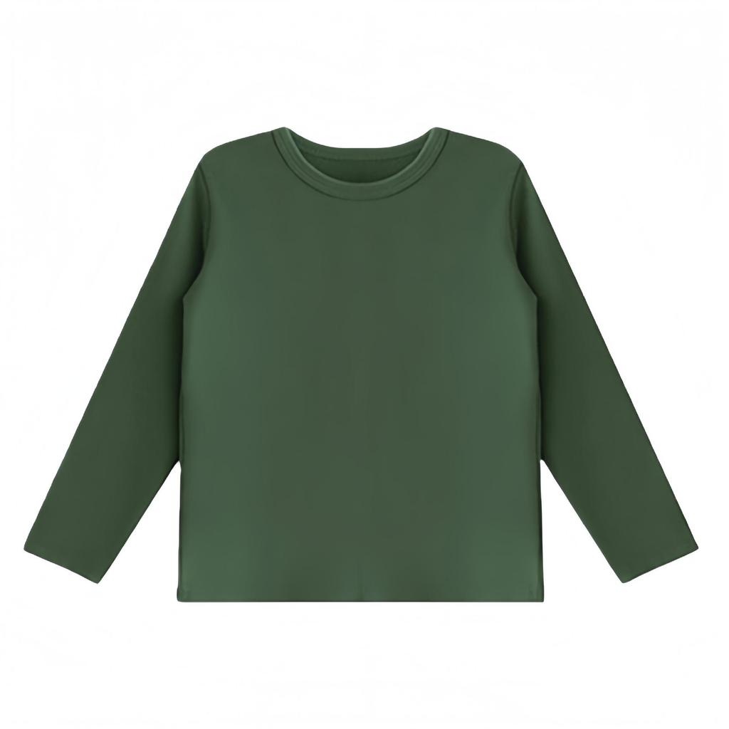 Kids' Long Sleeve Base Layer Top - Plain White or Black Pure Cotton T-shirt for Boys and Girls, Spring/Fall Wear