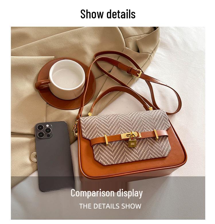Retro Color Block Women's Shoulder & Crossbody Bag - Light Luxury Small Square Handbag