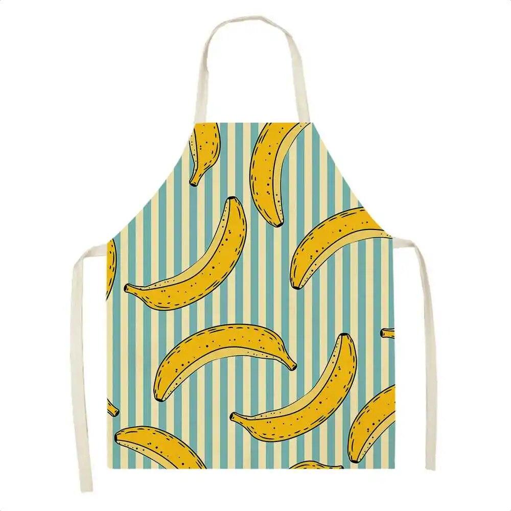 Ärmlöst förkläde Linne Kök Arbetsförkläde Ananas Frukt Tryckt Fruktmönster Midjelinje Hem Kökstillbehör Förkläde Kvinnor