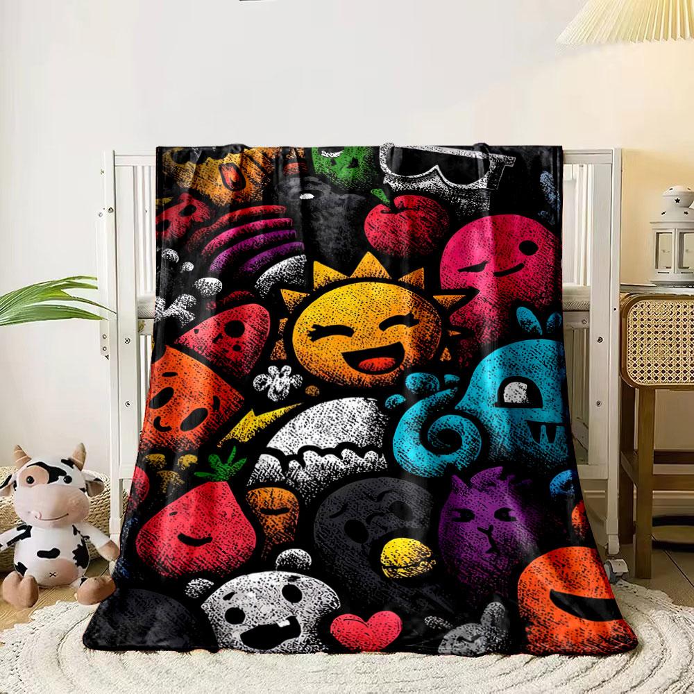 

Colorful, cartoonish characters with textured details densely grouped. for all seasons blanket lunch break throw gift 80cm x 120cm
