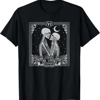 Camiseta El Amante Tarot Esqueleto San Valentín Halloween Oculto