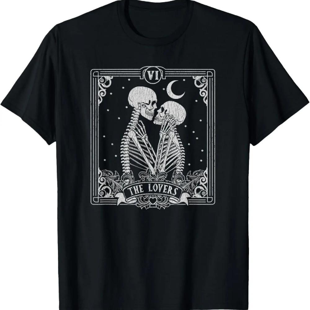 

The Lovers Tarot Card Skeleton Valentines Halloween Occult T-Shirt XXXXXL чёрный