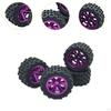 4 Pieces RC Car Wheels and Tires, Crawler Rubber Tyres with 8 Hex Wheel Hubs for 1/12