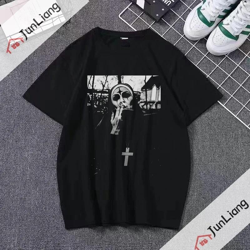 Smoking and Drinking Nuns Religious T-shirt, Cute Unisex T-shirt Short Sleeved Summer Crew-neck Plus Size Breathable Clothing