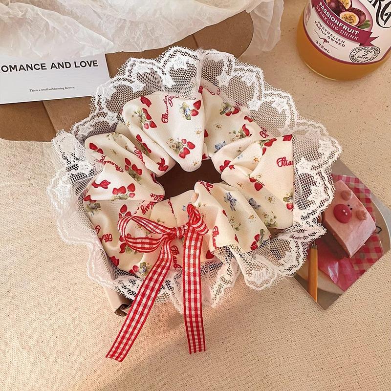 Children's sweet lace large intestine Hair ring girls New style Tie ball Hair Rope High-end Hair Accessories