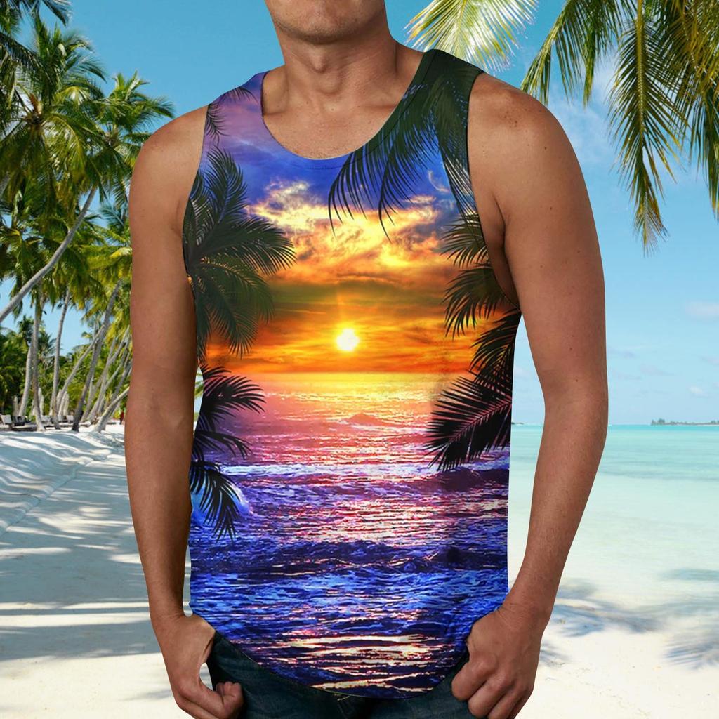 Summer Fresh Fashion New Beach Hawaii 3D Print Tank Top T-shirt