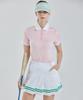CHUCUCHU Line Back Mesh Collar Short Sleeve Top (Pink) Cbfss-Ts006W