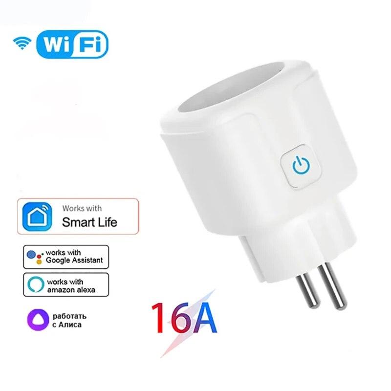 

Tuya Wifi Smart Socket EU Plug 16A Power Monitor Remote Control SmartLife APP работает с Alexa Yandex Alice Google Assistant 16A EU Plug белый