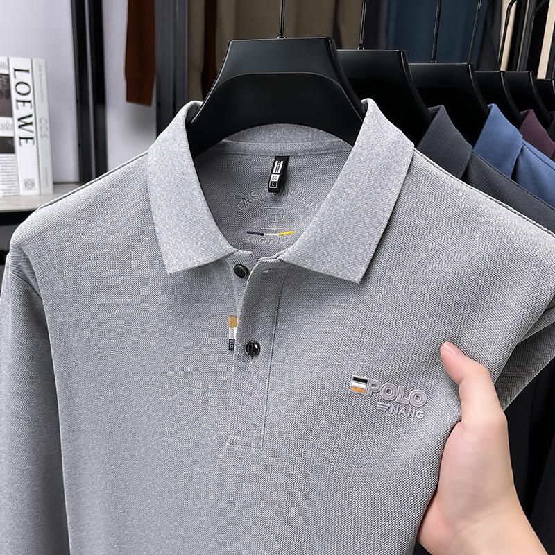 Men s Long Sleeve Lapel Polo Shirt - Versatile Casual Base Layer for Spring and Autumn. XXL