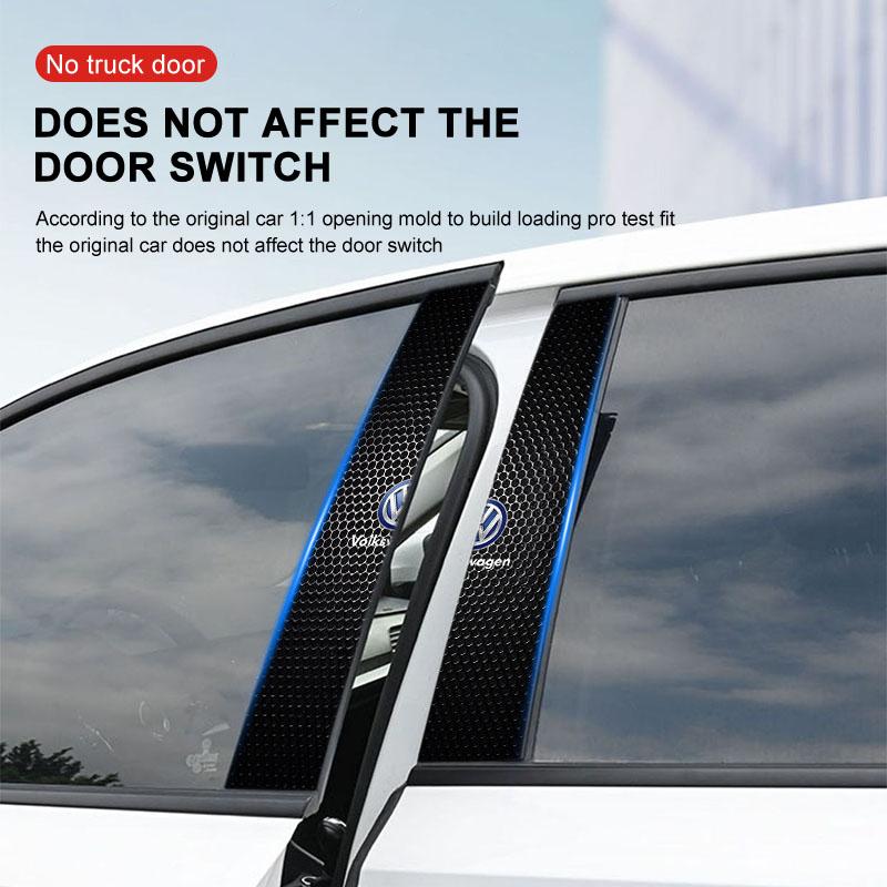 2Pcs Car Logo Center Pillar Protective Film Anti-scratch Sticker Decal For Volkswagen B5 B6 B7 T4 T5 Golf 4 5 6 7 Polo Passat Tiguan Jetta Gol