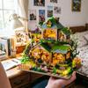 DIY Miniature House Kit, Mini House Building Kit with LED, DIY Miniature Kit for Adults Teen, Dollhouse Kit, Forest Adventure