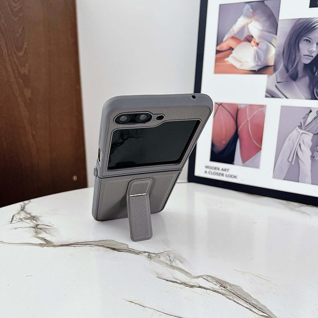 PU Leather Phone Case With Kickstand for Samsung Galaxy Z Flip 7 6 5 4 3 Flip6 Protective Cover