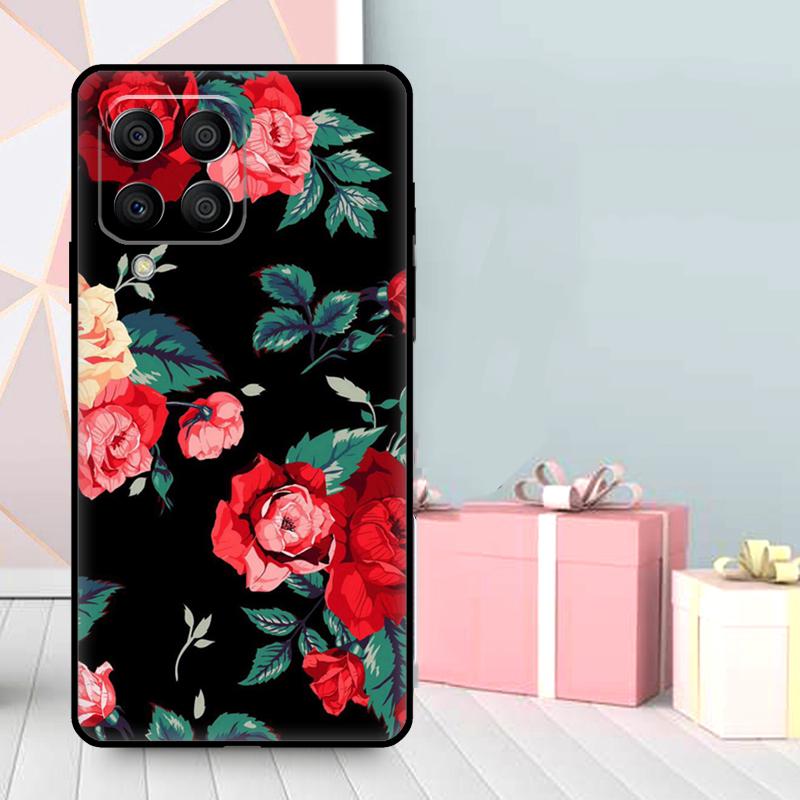 Beautiful Garden Red Roses Flowers Case For Samsung Galaxy M56 M52 M32 M53 M16 M11 M21 M31 M35 M12 M13 M14 M15 M36 M55 M34 M54