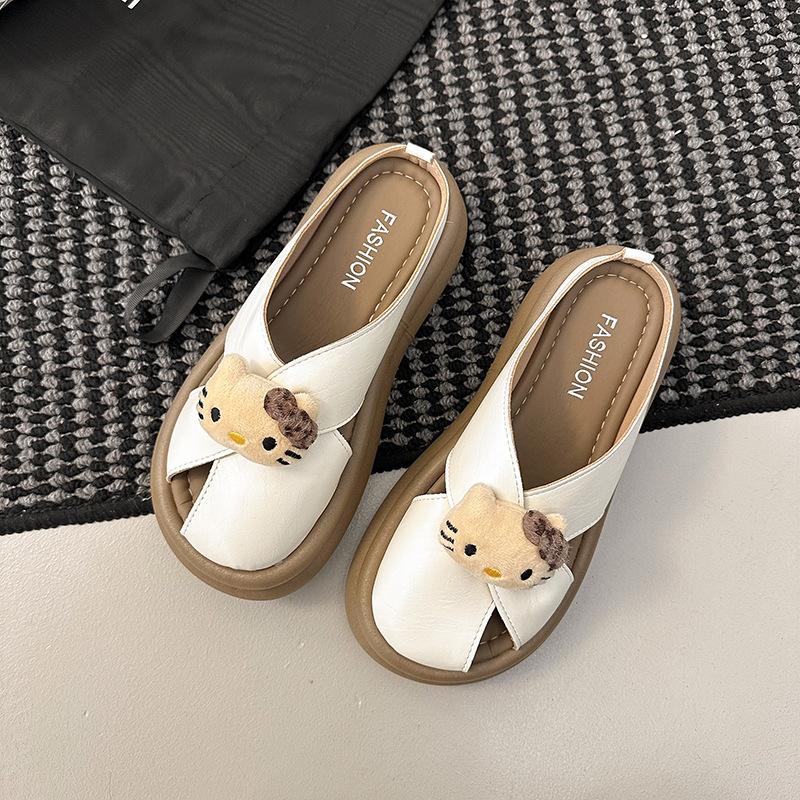 Small Girl Cute Cool Slippers Woman 2025 Summer New Wear Thick Bottom Non-slip Stepping On Shit Feeling Bag Head Drag