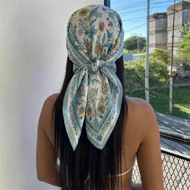 70*70cm Silk Feeling Brand Design Scarf Women Print Shawl Wrap Headkerchief Hijab Female Hair Hand Wrist Bandana Neck Tie