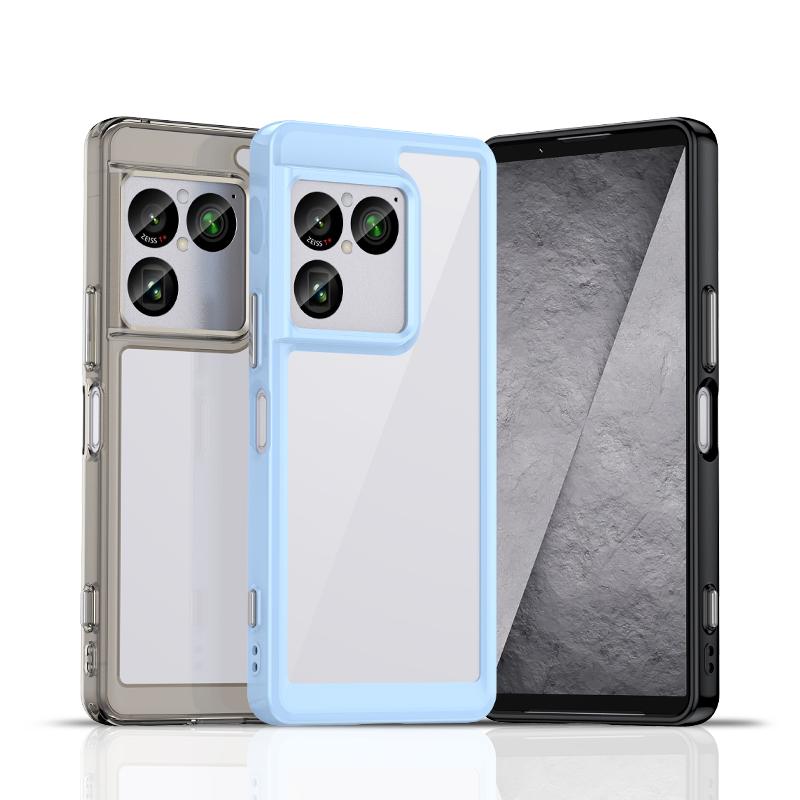 For Sony Xperia 1 VIII Transparent Hard PCCase For Sony Xperia 1 VIII Candy Color Frame TPU Silicone Shockproof Cover Bumper
