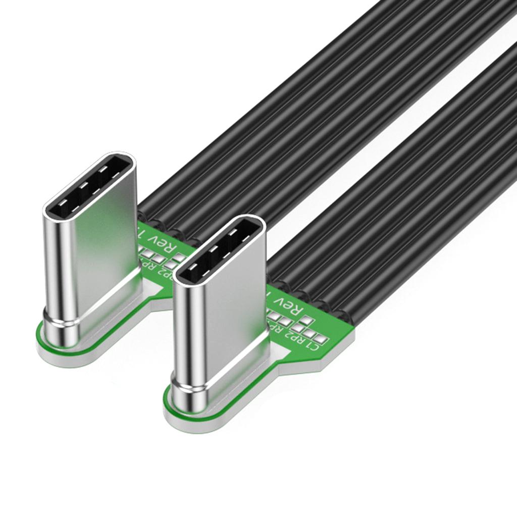 Bendable Type C To Type C Flat Silicone Soft Wire Left and Right Angles 8 Length Optioning for Cameras and Electronics
