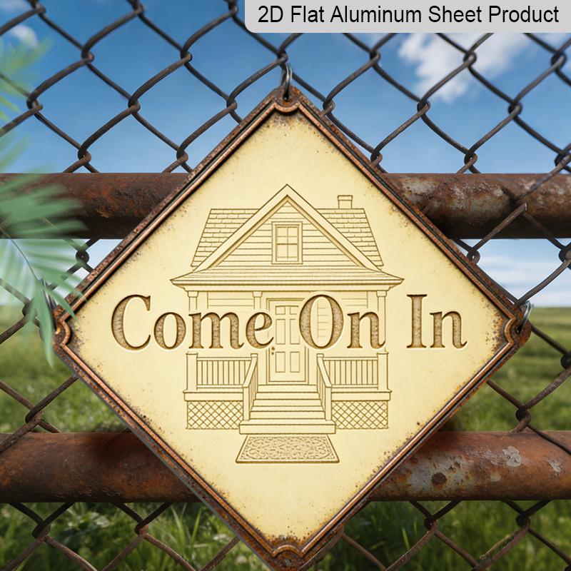 

2D Flat, 1pc Vintage House-Themed Metal Wall Sign - Aluminum Retro Plaque Suitable for Entryway, Living Room, Porch & Study - Housewarming Gift 20*20cm