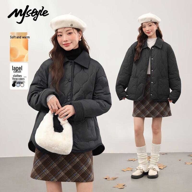 MJ STYLE Women's Color-Block Lapel Quilted Jacket