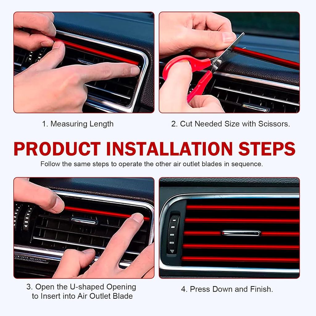 20PCS Car Vent Outlet Trim, Bendable Air Conditioner Vent Decoration Strip, Universal Auto Air Oulet Strips, for Most Vehicles (Red)