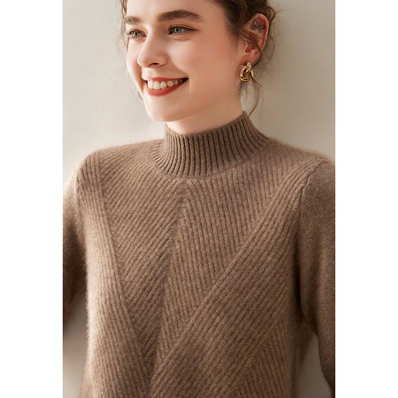Fanzhen Women's Thick Cashmere Blend Half-High Collar Sweater