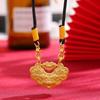 Koi Pendant Necklace: Handmade Double Fish Lock with Auspicious Clouds and Lotus In Copper and Gold.